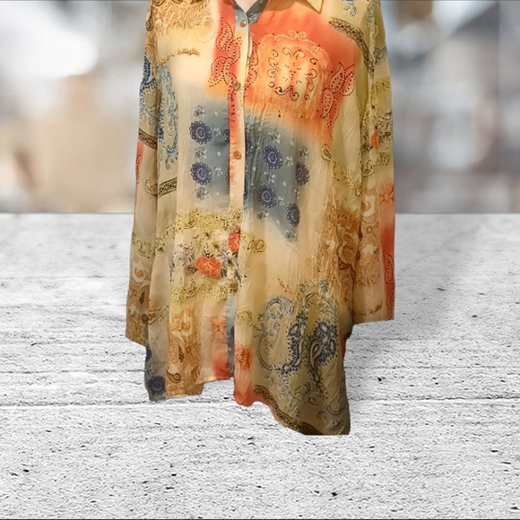 IOS gorgeous button down tunic size M - Picture 4 of 16